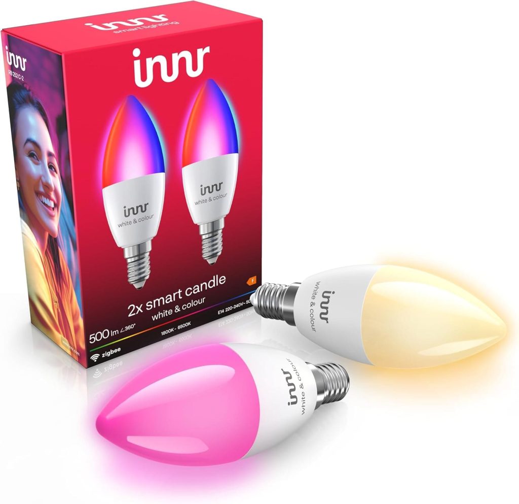 Bombilla inteligente INNR. Casquillo E14 tipo vela.