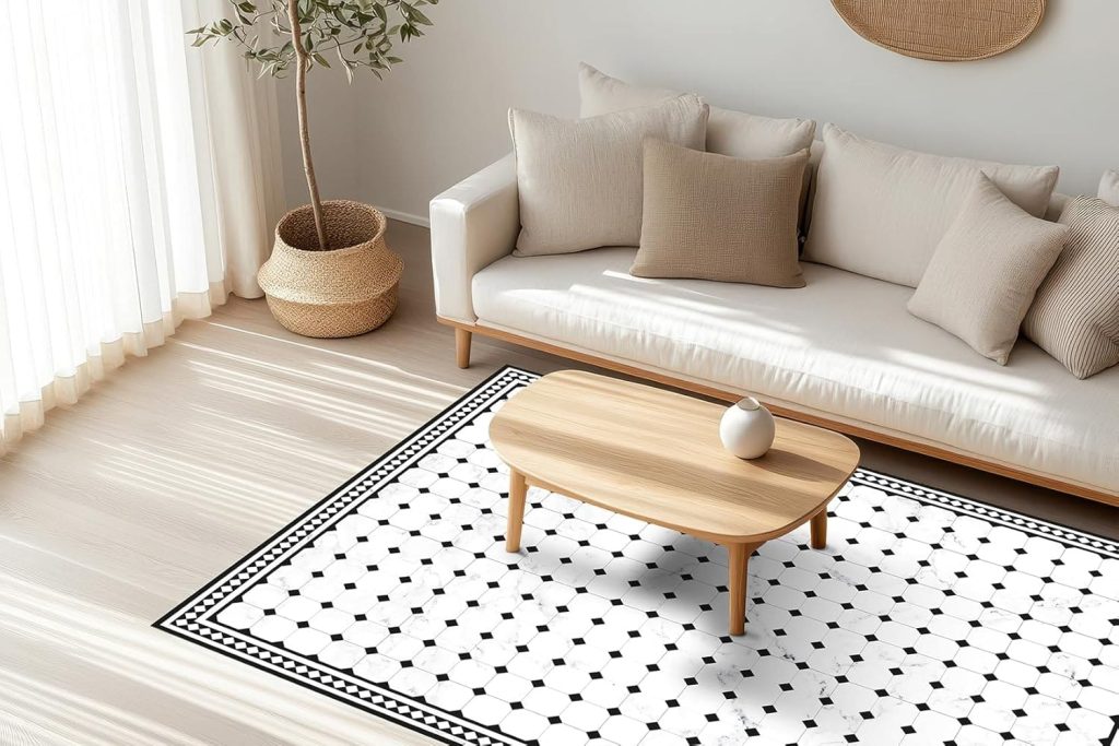 Alfombra de vinilo para salón imitación mármol DOBLEUVE