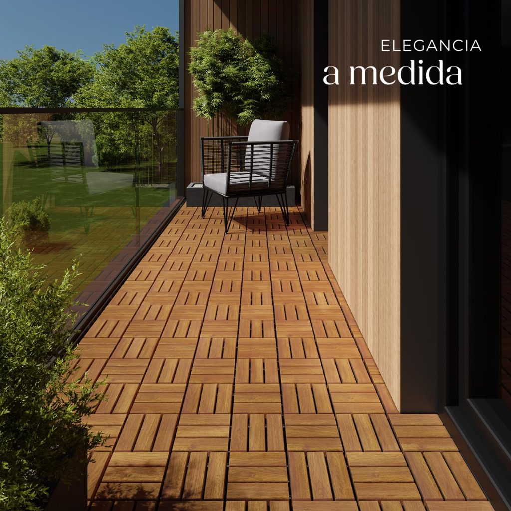 Pack de 20 baldosas de madera de acacia de clic TECTAKE