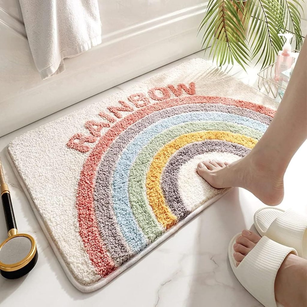 Alfombra para baño con dibujo de arcoíris