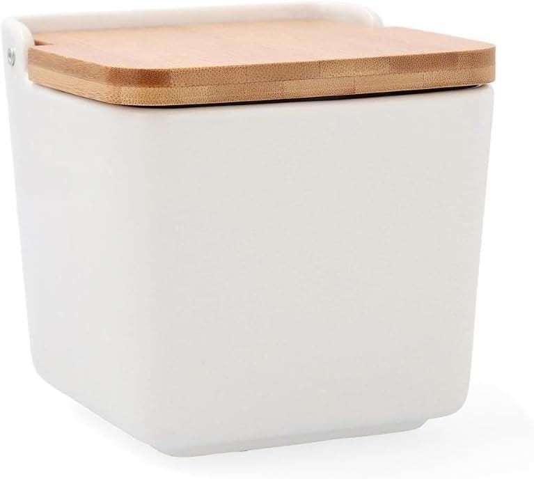 Salero moderno blanco con tapa