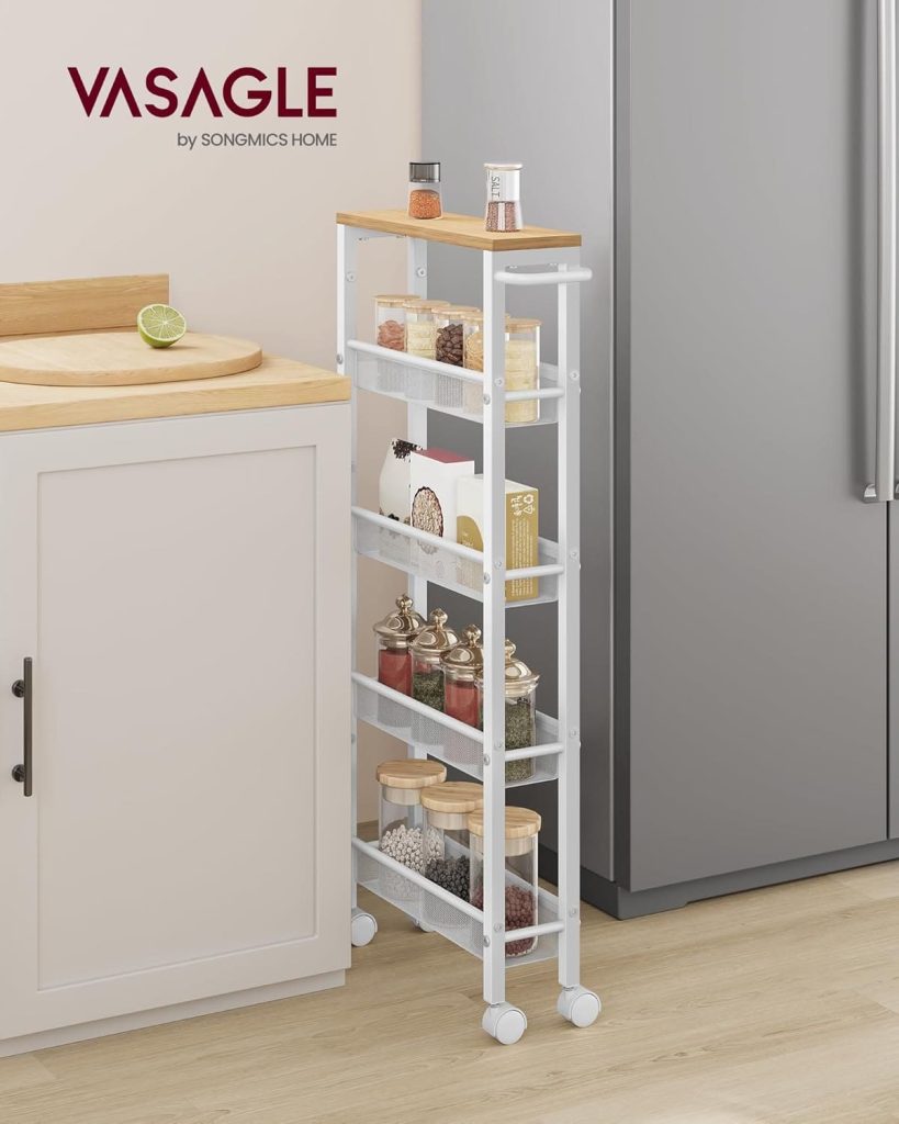 Carro estrecho para cocina de 5 niveles