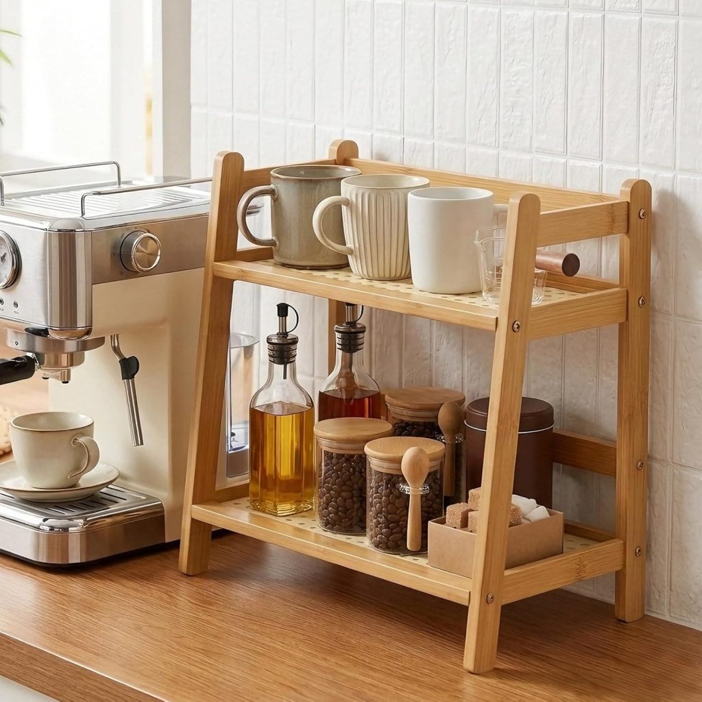 Estante de madera para rincón de café MIRRIVERSE