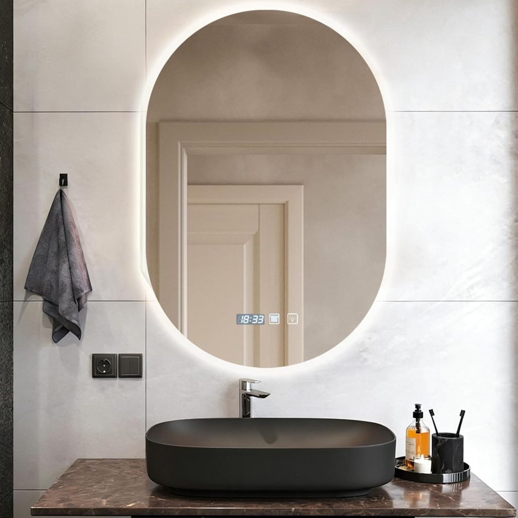 Espejo oval para baño con luz LED DIBAFUL