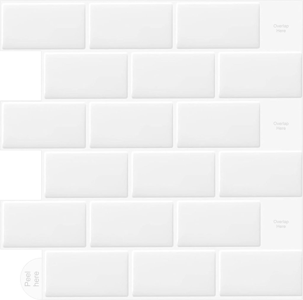 Azulejos adhesivos blancos tipo ladrillo WOSTICK