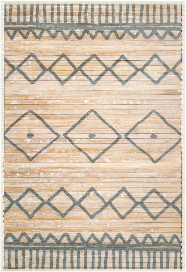 Alfombra de bambú natural estilo boho para exterior y piscina ACOMODA TEXTIL