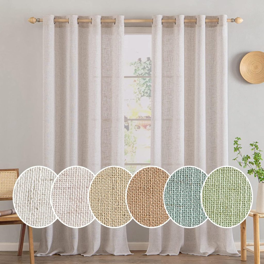 Cortinas traslúcidas de lino MIULEE