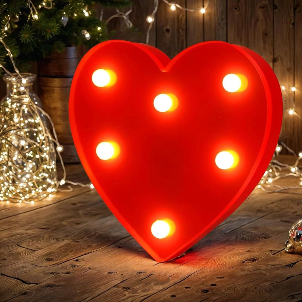 Corazón luminoso para decorar el dormitorio