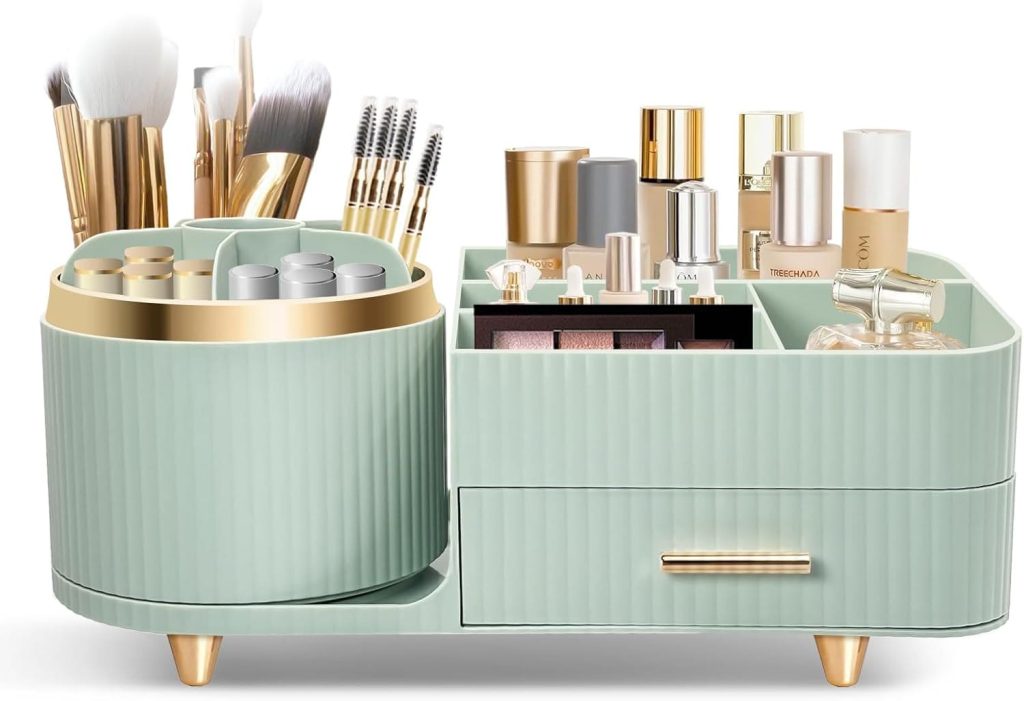 Organizador de maquillaje giratorio de color verde CINNANI