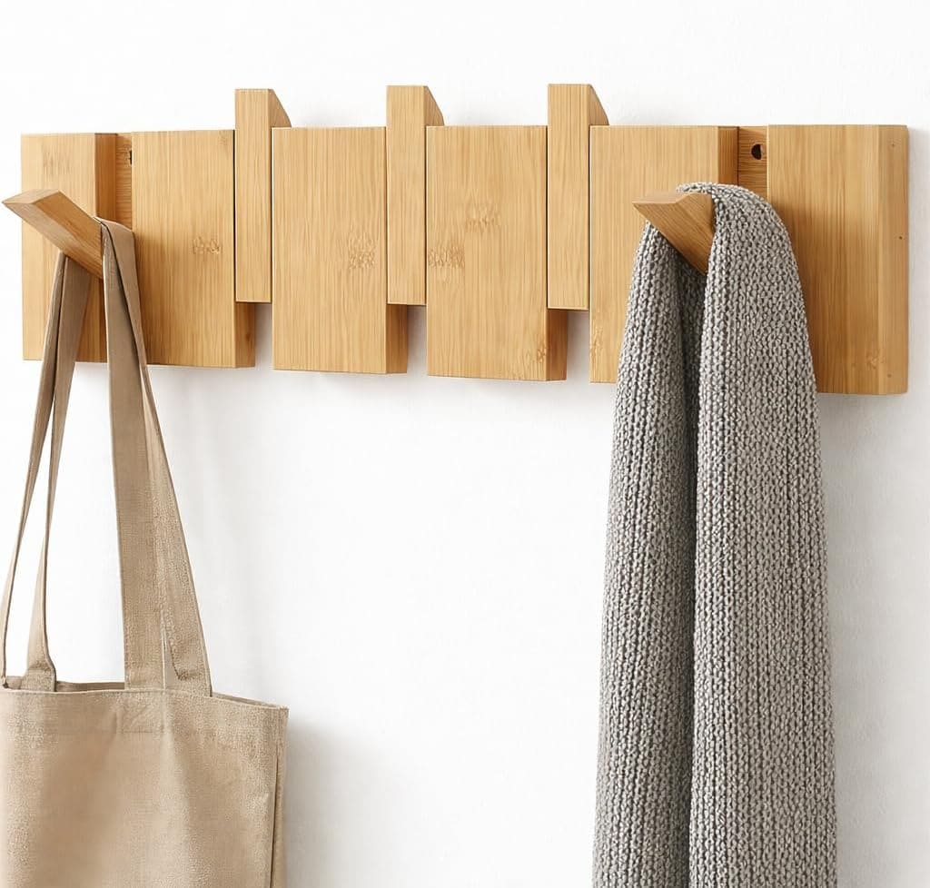 Perchero de pared plegable de madera