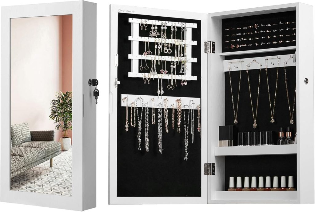 Armario joyero de pared con espejo SONGMICS