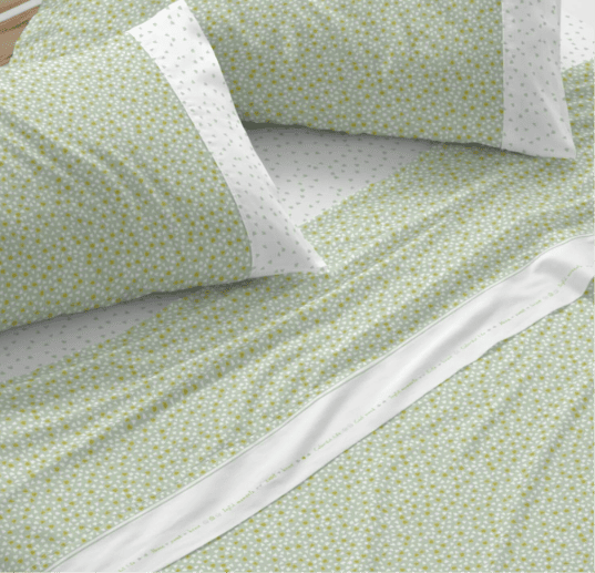 Sábanas de flores. Estampado verde. BURRITO BLANCO