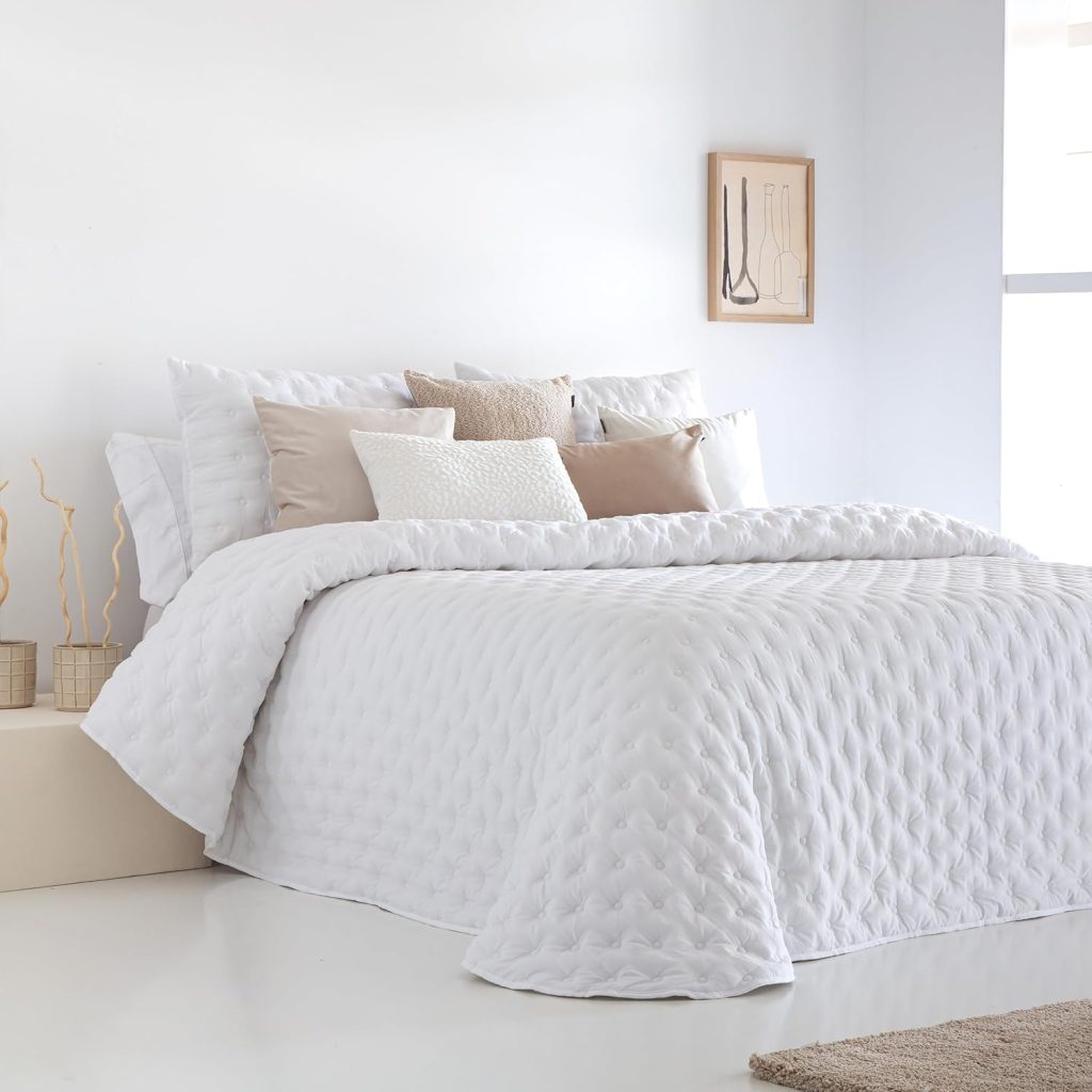 Edredón blanco para cama de matrimonio FUNDECO