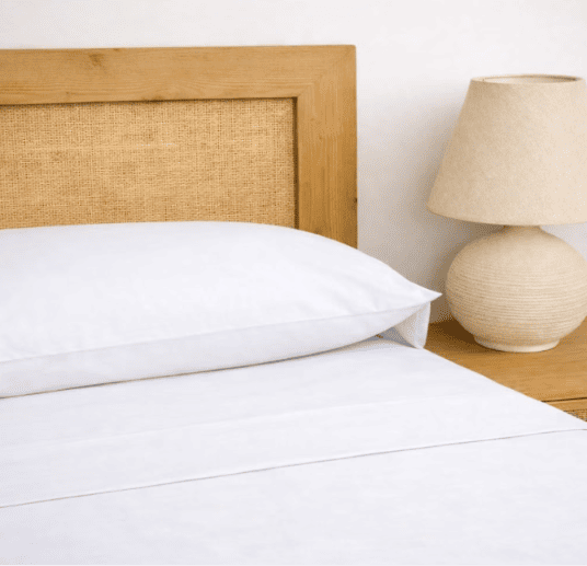 Juego de sábanas blancas de algodón cama de 90 TRAMAS