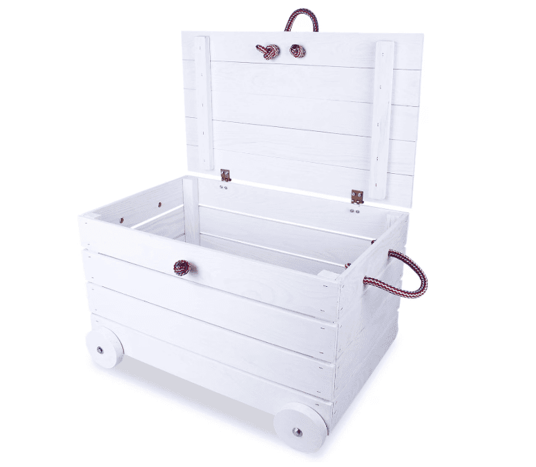 Caja de juguetes de madera con tapa