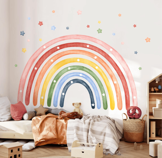 Vinilo arcoiris dormitorio infantil