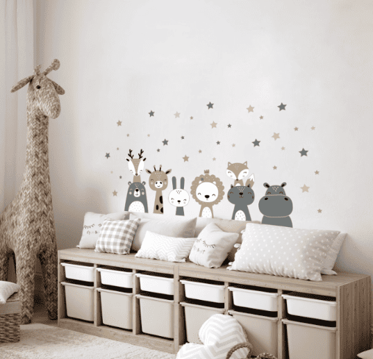 Vinilo de animales de la jungla para dormitorio infantil