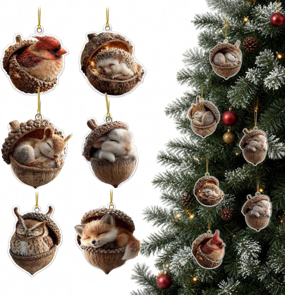 Adornos para el árbol de animales del bosque