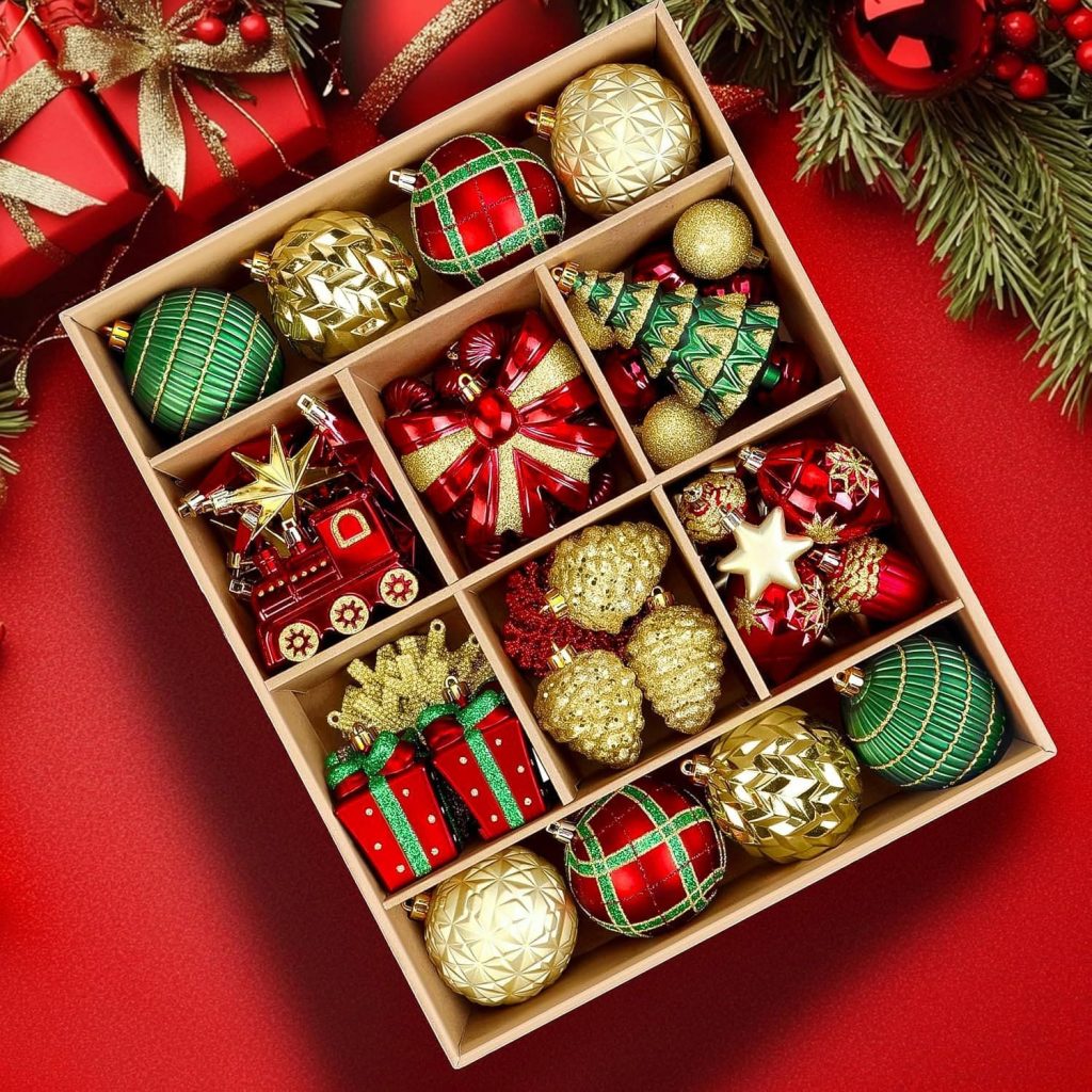 Adornos de Navidad rojos y verdes