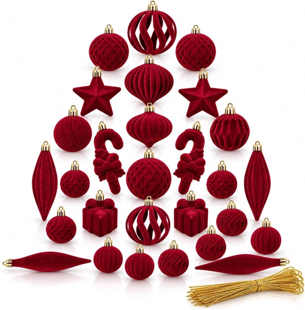 Bolas de terciopelo para el árbol de Navidad